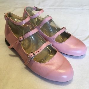 Pink leather strappy flats custom made size 8.5